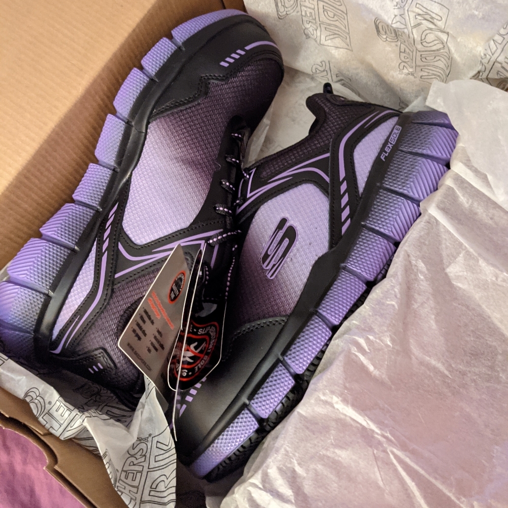 Skechers black/purple ombre work shoes